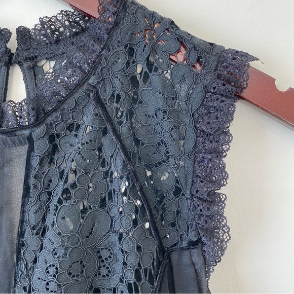 DEX Black Eyelet with mesh paneling midi dress | Sz S Goth Wednesday Halloween - Picture 4 of 15